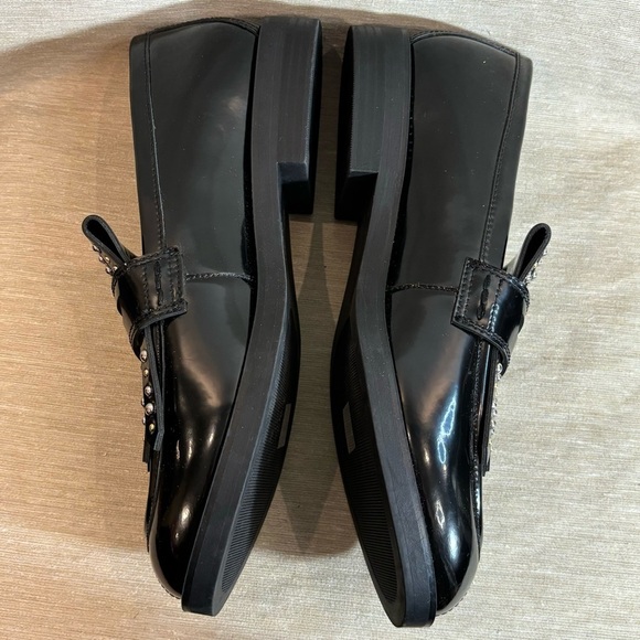 DESIGN CONCEPT STUDIO Sz 10 Studded Round Toe Slip On Patent Leather Loafers - Picture 7 of 10